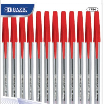 Bazic 1754   Pure Red Stick Pen (12/pack) - Bellso